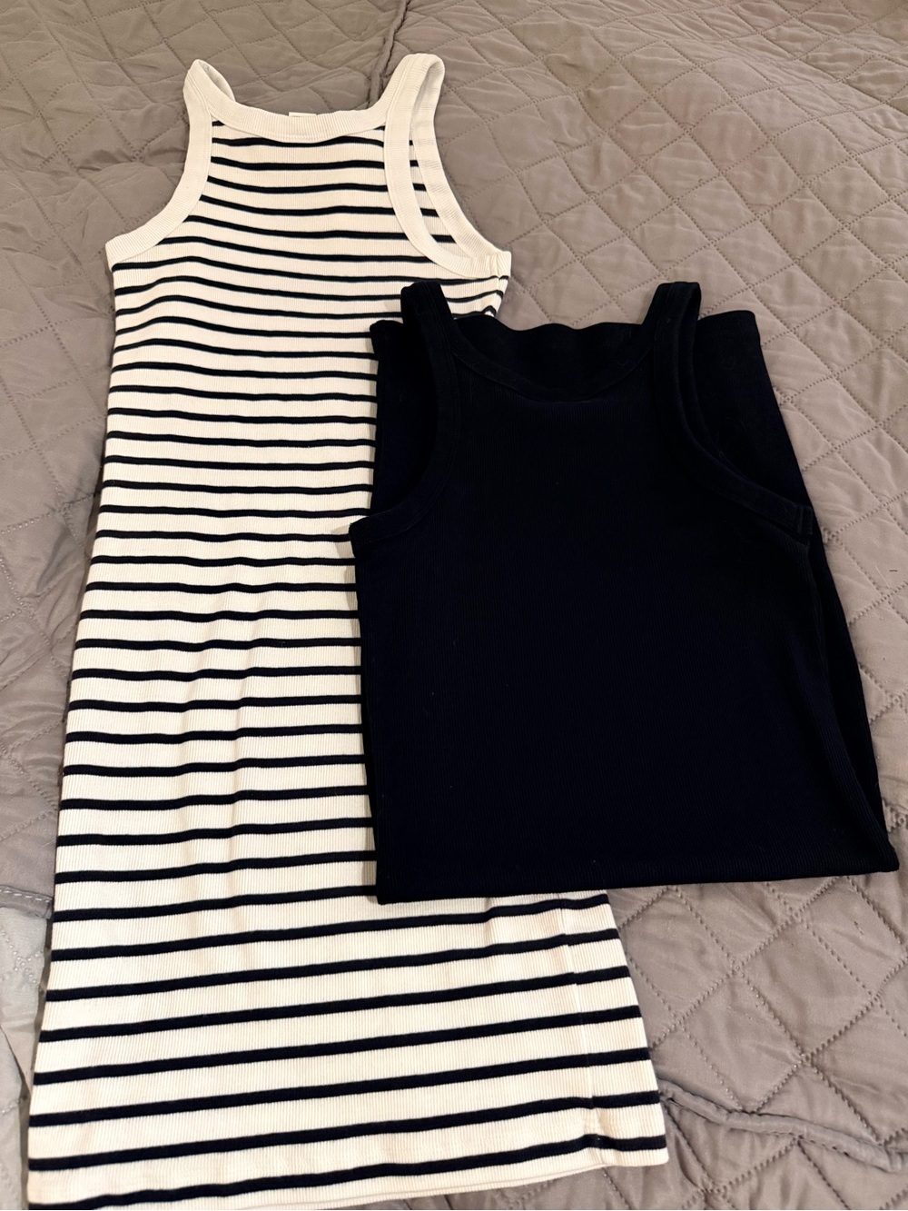 Black Tank Dress & Black-and-White Striped Tank Dress